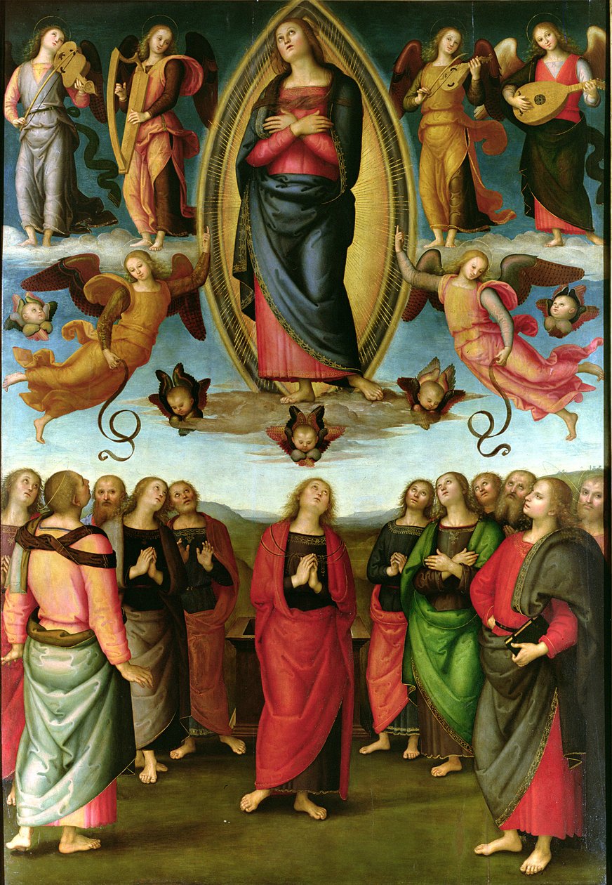 Neitsyt Marian taivaaseen astuminen, 1506 (tempera paneelille). tekijältä Pietro Perugino