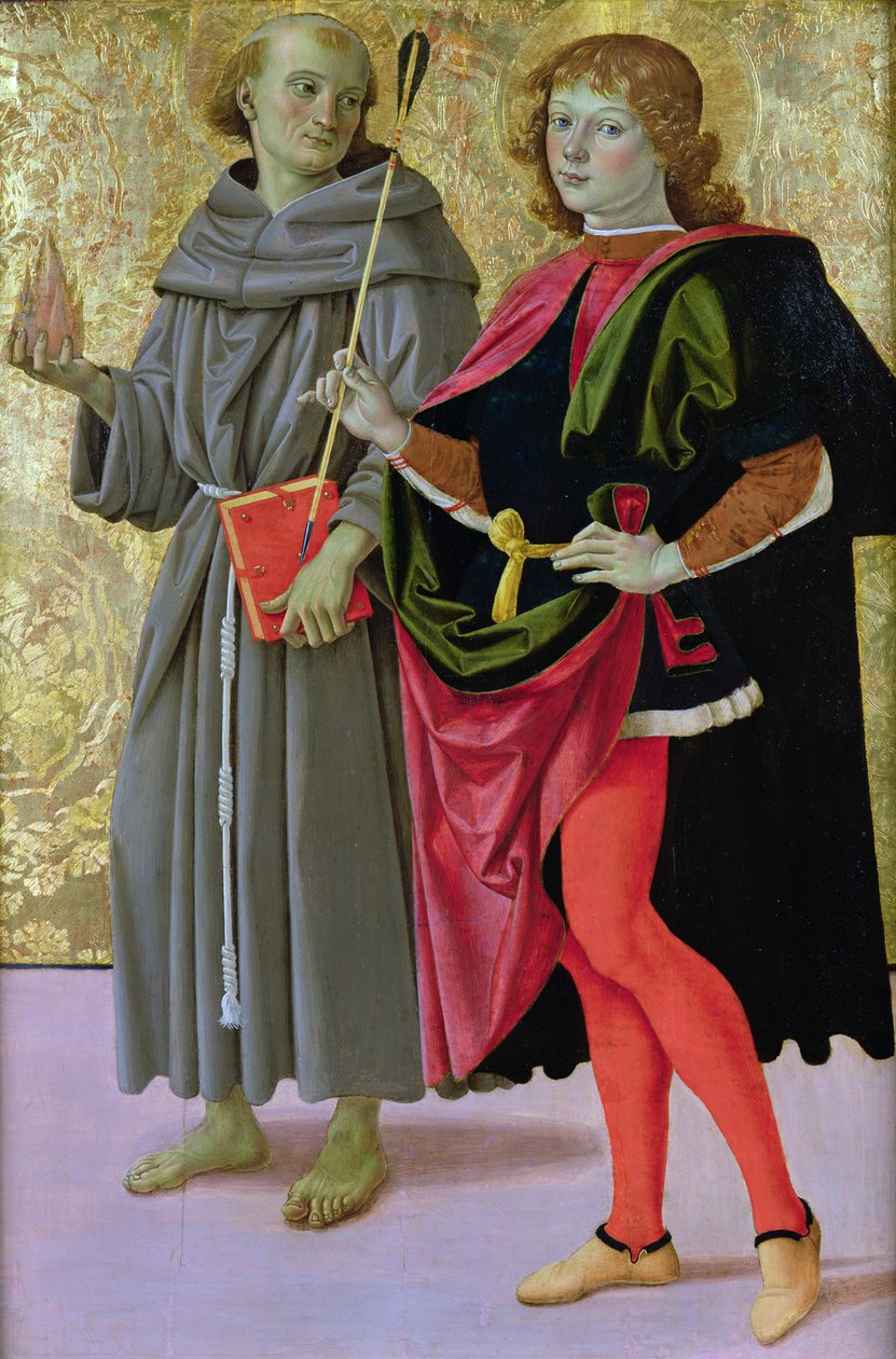 Pyhä Sebastian ja fransiskaanipyhimys, noin 1473. tekijältä Pietro Perugino