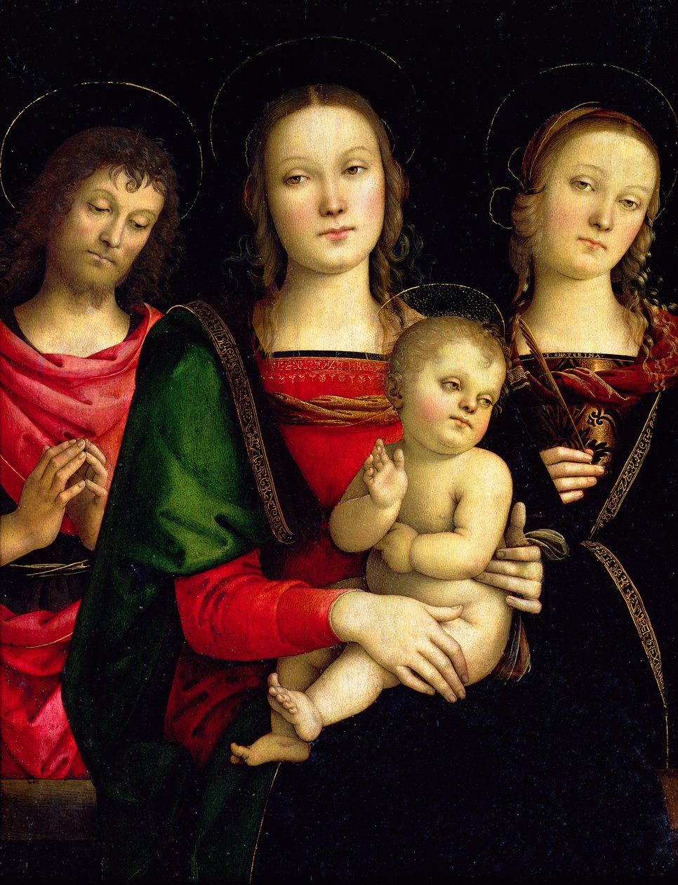 Madonna ja lapsi Pyhän Johannes Kastajan ja Pyhän Katariina Aleksandrialaisen kanssa tekijältä Pietro Perugino