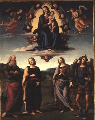 Neitsyt ja lapsi pyhien kanssa, vuoden 1497 jälkeen tekijältä Pietro Perugino