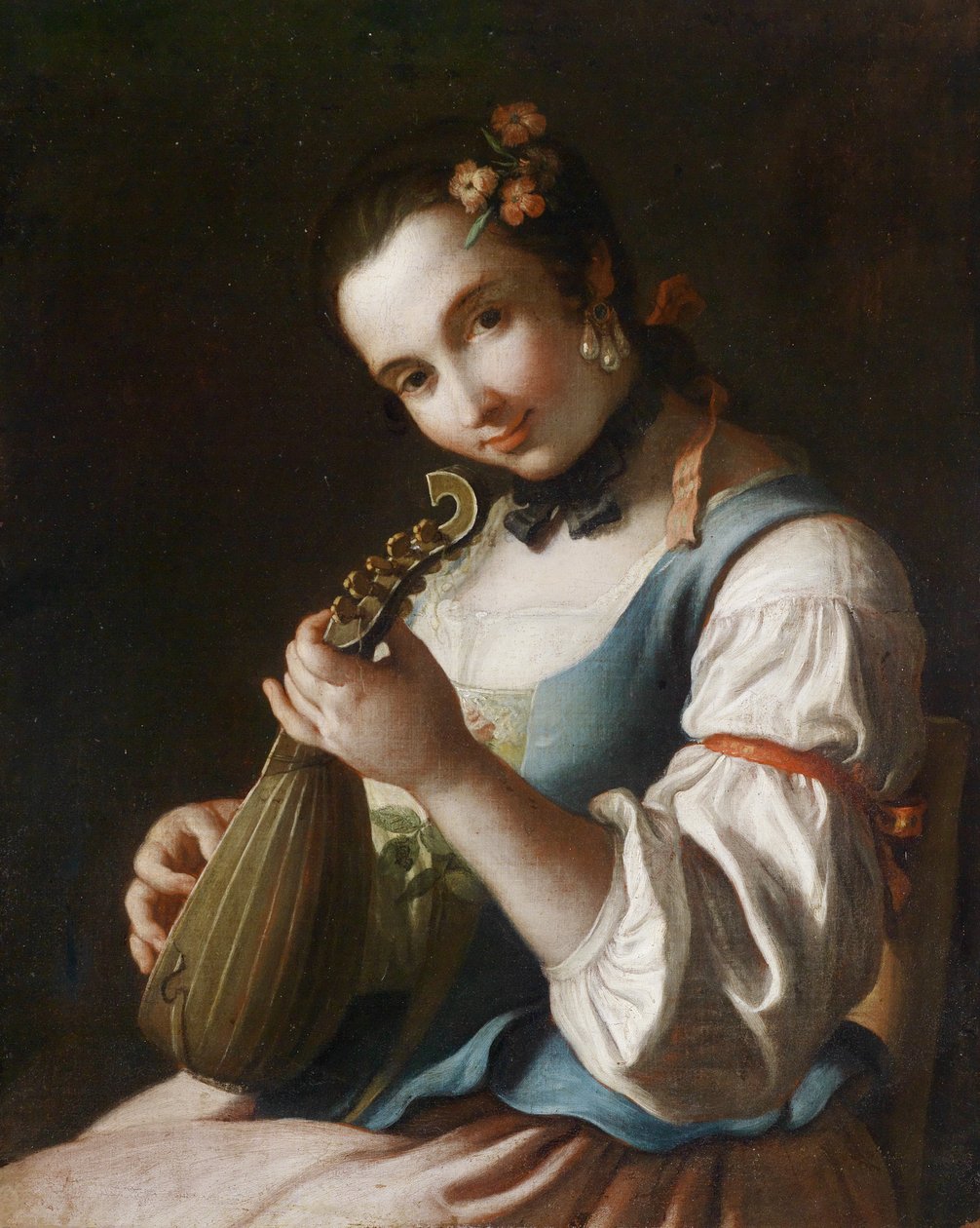 Bildnis einer Dame beim Lautenspiel tekijältä Pietro Antonio Rotari