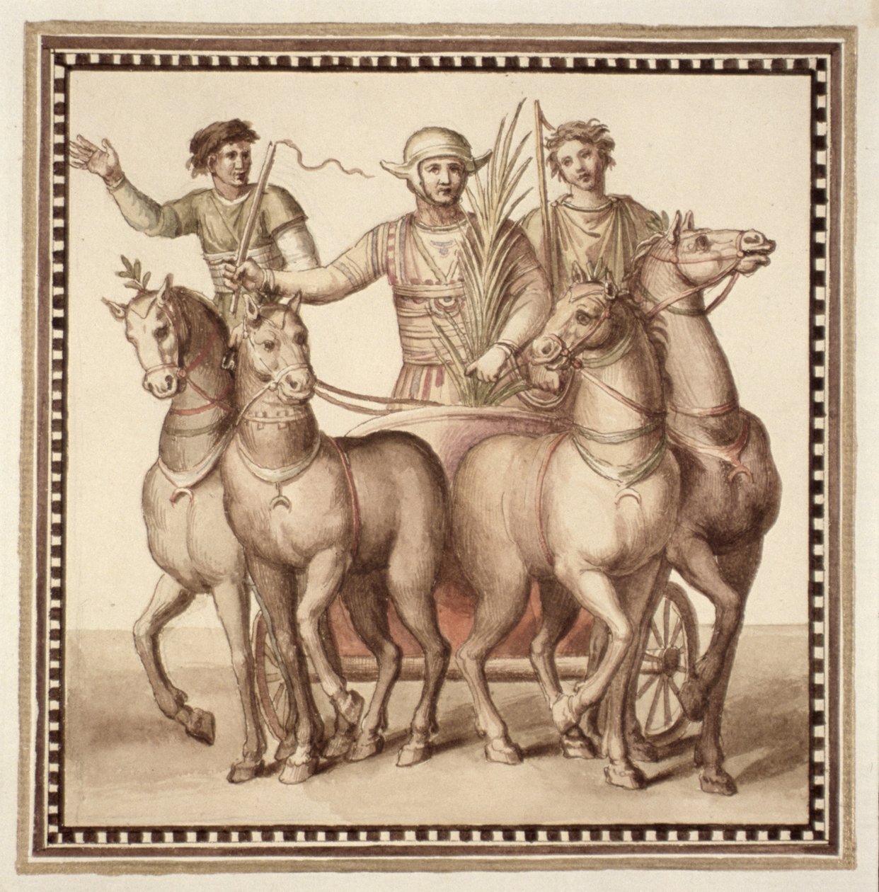 Ms Gen 1496 Kilpi CXXII Gladiaattorit ja vaunut, 1674 tekijältä Pietro Santi Bartoli