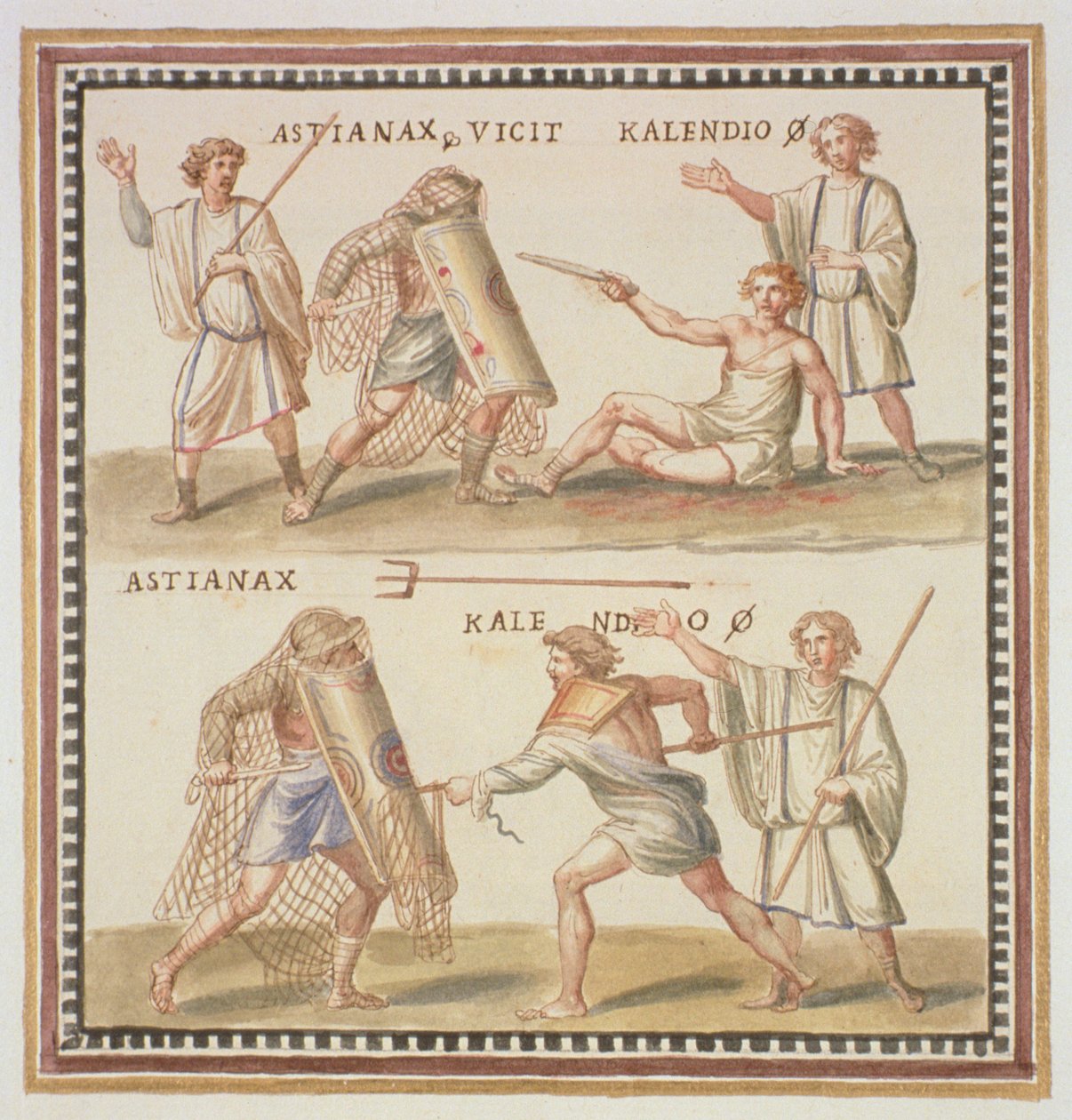 Ms Gen 1496 Kilpi CXXIV Gladiaattorit, 1674 tekijältä Pietro Santi Bartoli