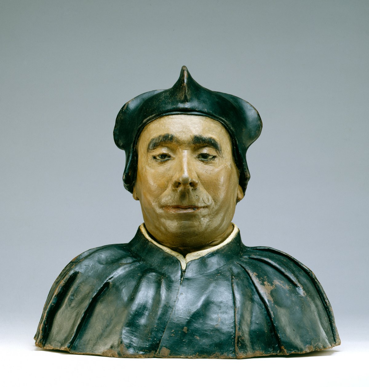 Opettajan tai prelaatin rintakuva, 1545 (monivärinen terrakotta) tekijältä Pietro Torrigiano