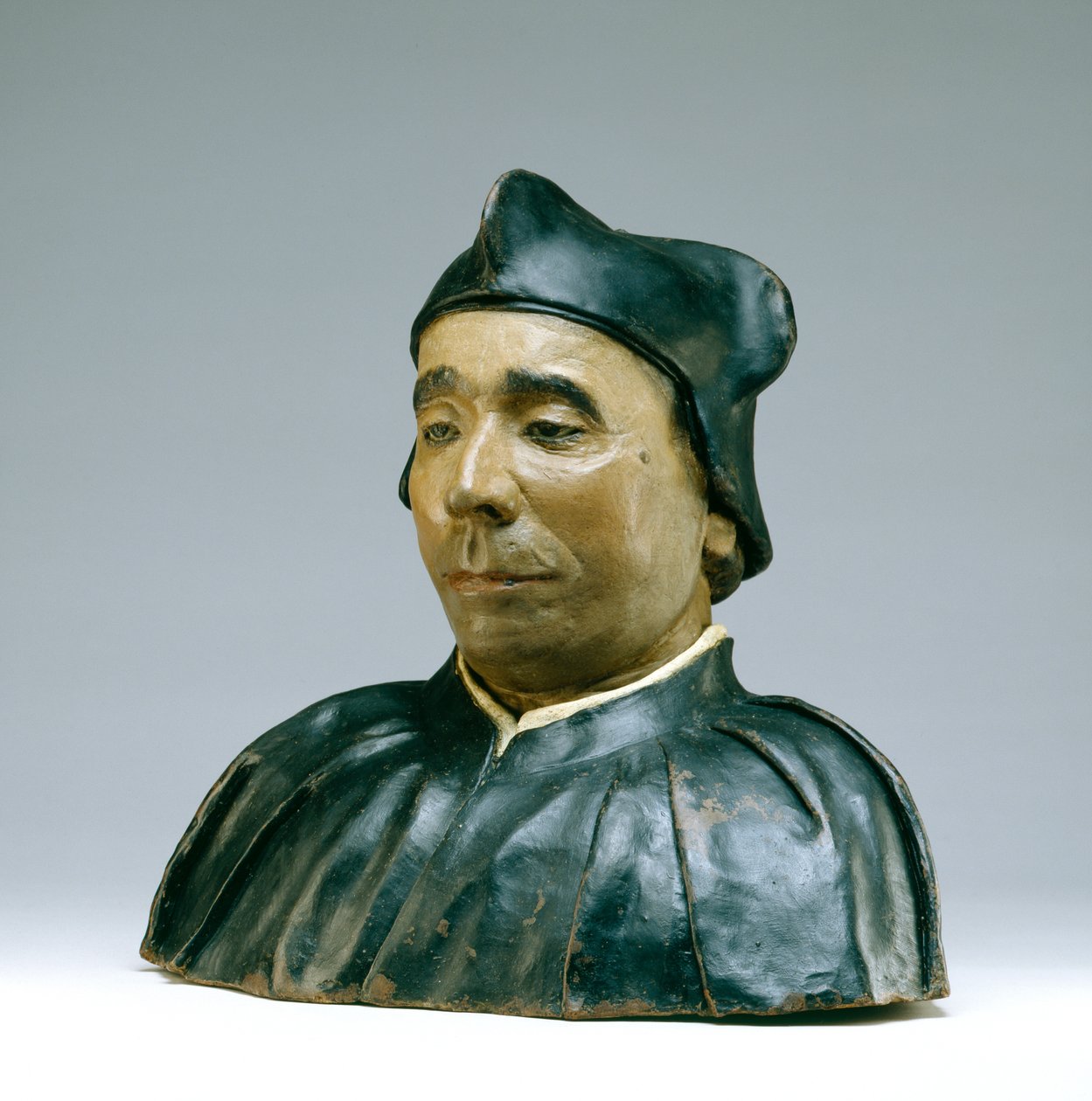 Tutkijan tai prelaatin rintakuva, 1545 (monivärinen terrakotta) tekijältä Pietro Torrigiano