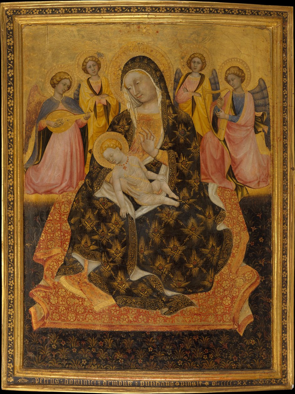 Madonna ja lapsi enkelien kanssa, 1420 (tempera puulla, kultainen maa) tekijältä Pietro di Domenico da Montepulciano