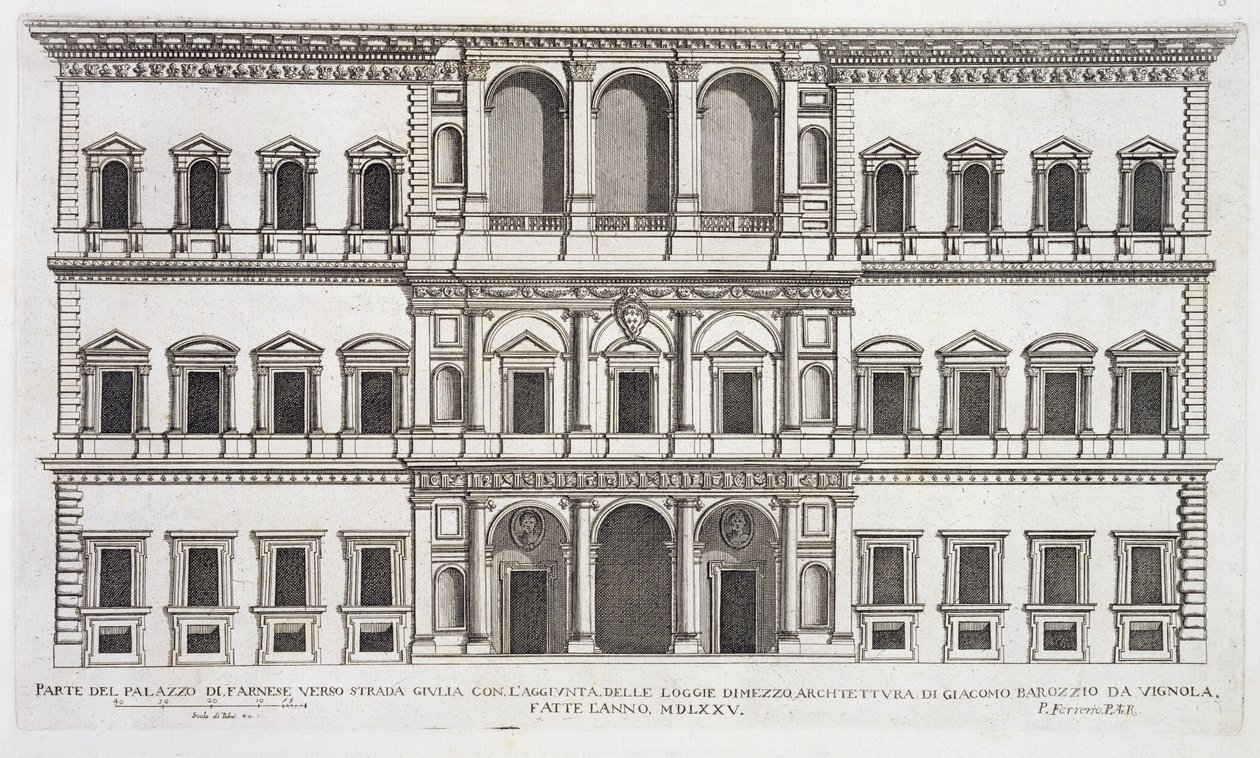 Palazzo Farnese, Palazzi di Roma, osa I, julkaistu 1655 tekijältä Pietro Ferrerio