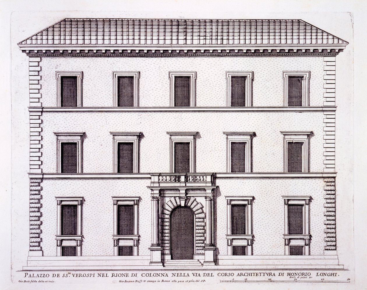 Palazzo Verospi, Rooma, palazzi di Romasta, osa II, julkaistu 1670-luvulla tekijältä Pietro Ferrerio