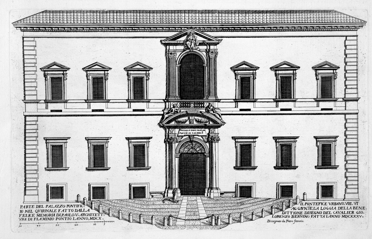 Palazzo del Quirinale, palazzi di Romasta, osa I, julkaistu 1655 tekijältä Pietro Ferrerio