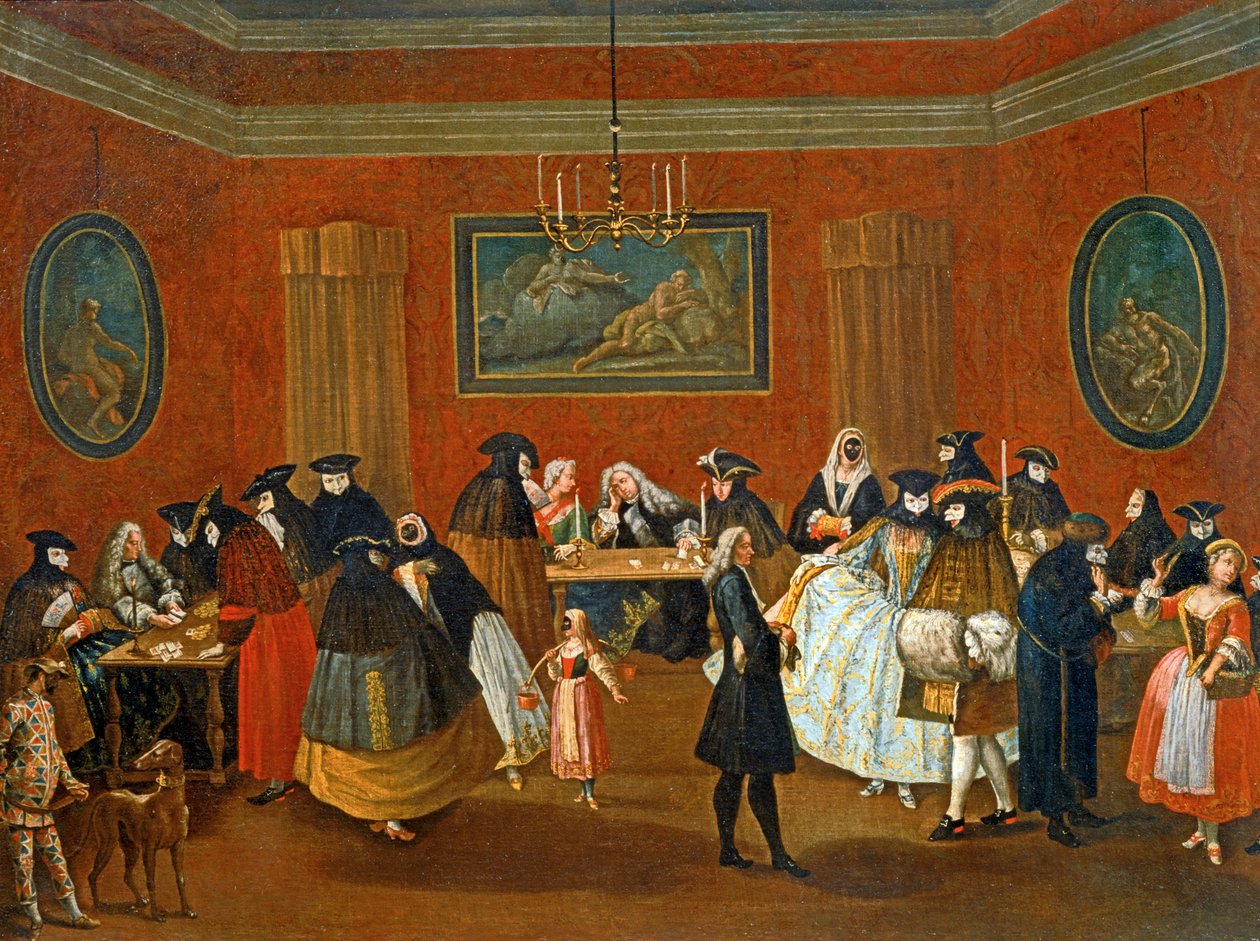 Ridotto: naamiaiset ... (maalaus kankaalle) tekijältä Pietro (circle of) Longhi