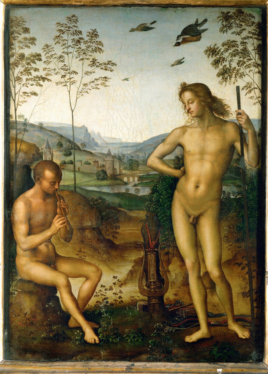 Apollon et Marsyas - Apollo ja Marsyas ... tekijältä Pietro (studio of) Perugino