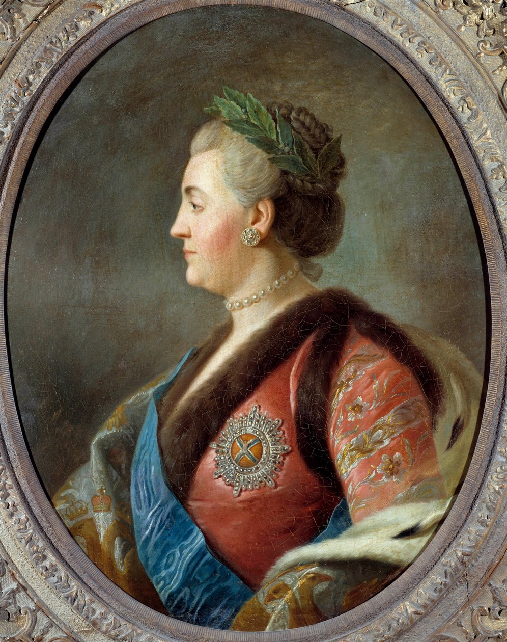 Retrat de Caterina II (1729-1796), imperador de Rússia Pintura de Pietro Antonio Rotari (1707-1762) Sol del segle XVIII. 0,79x0,63 m - Retrat de Caterina II (1729-1796), emperadriu de Rússia. Pintura després de Pietro Antonio Rotari (1707-1762), francès sc tekijältä Pietro Antonio (after) Rotari