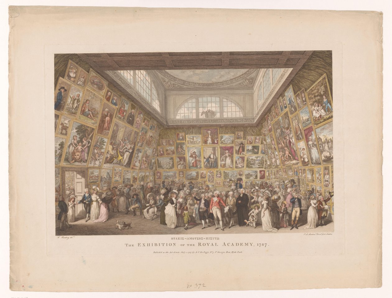 Tentoonstelling de Royal Academyssa Lontoossa vuonna 1787 The Exhibition of the Royal Academy, 1787 (otsikko esineessä) tekijältä Pietro Antonio Martini