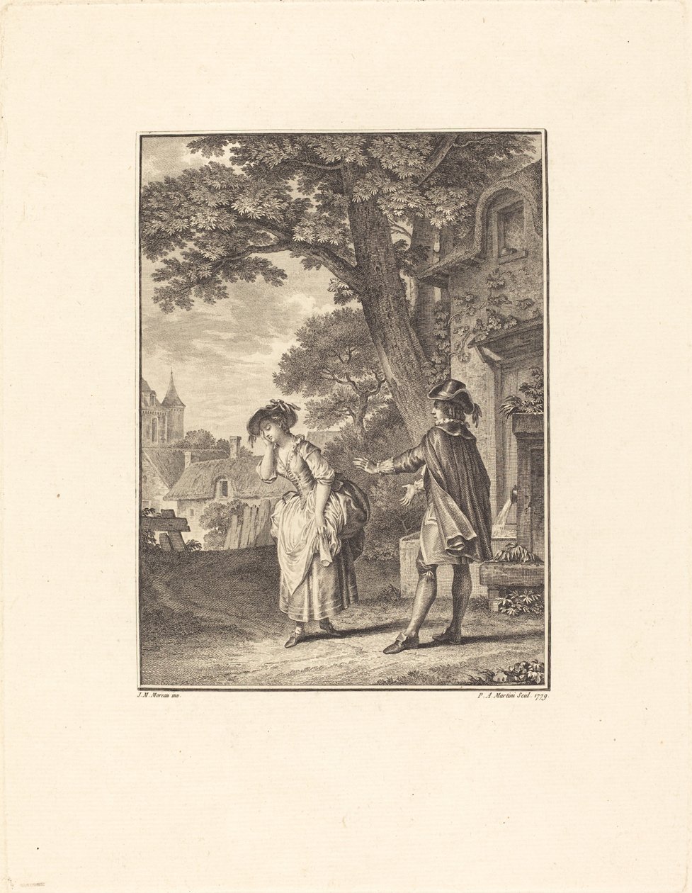 Kylän ennustaja (Colette Weeping) tekijältä Pietro Antonio Martini after Jean Michel Moreau