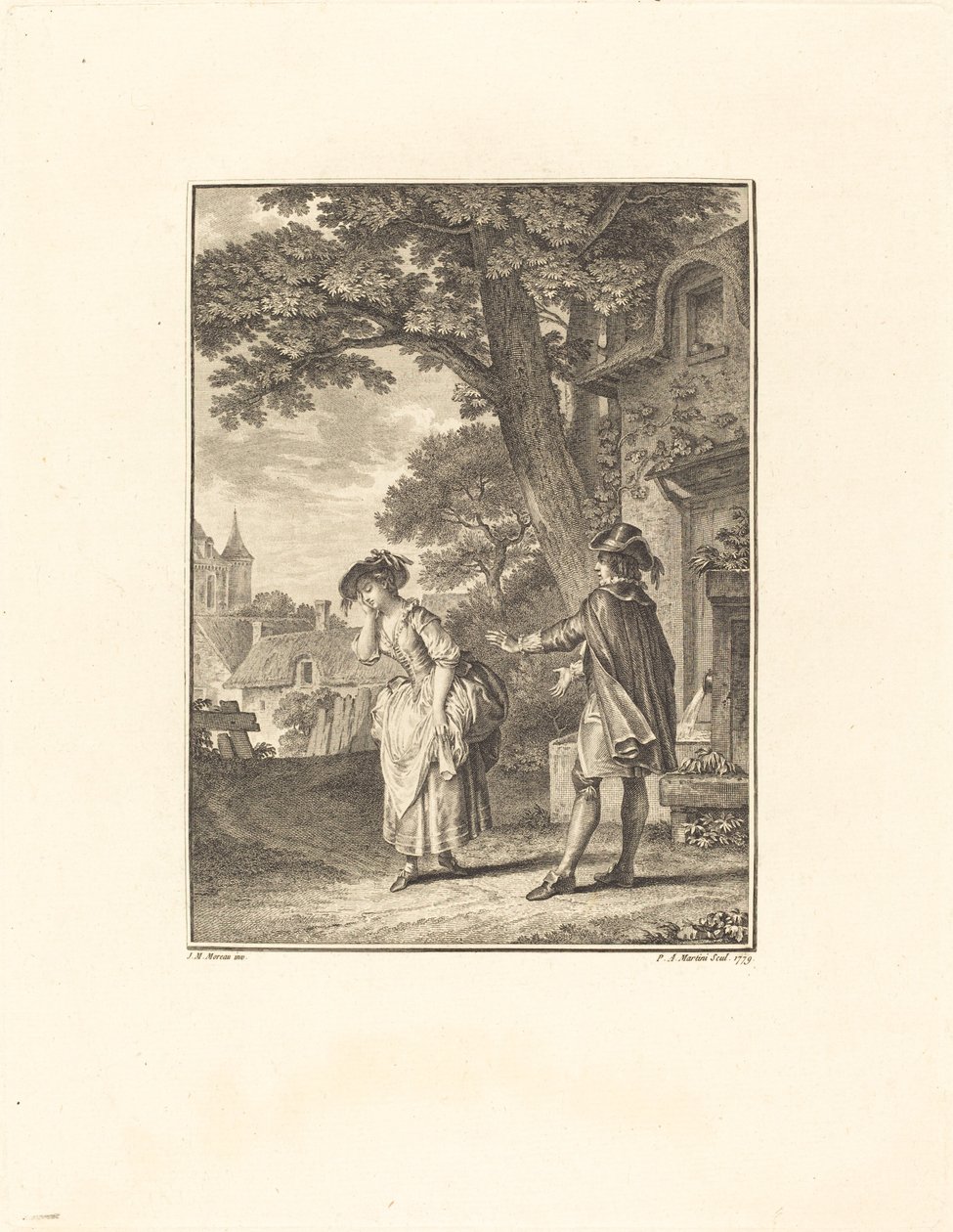 Kylän ennustaja (Colette Weeping) tekijältä Pietro Antonio Martini after Jean Michel Moreau