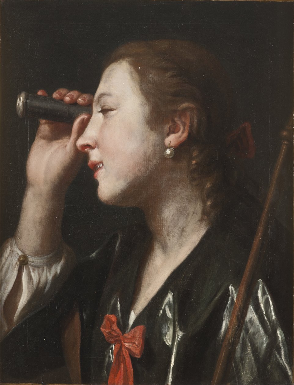 Tyttö katselee kaukoputken läpi tekijältä Pietro Antonio Rotari