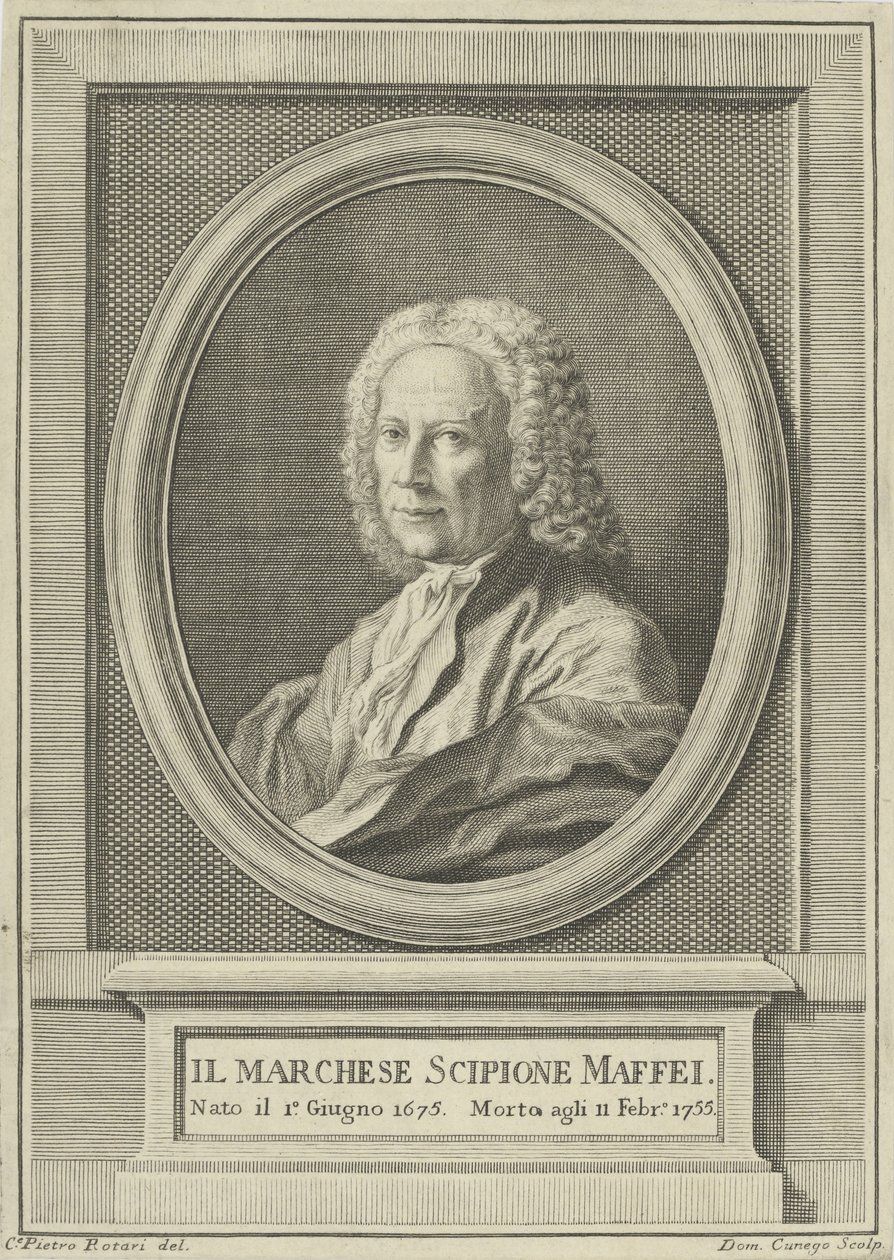 Runoilija Scipione Maffein muotokuva 1675-1755, n. 1750. tekijältä Pietro Antonio Rotari