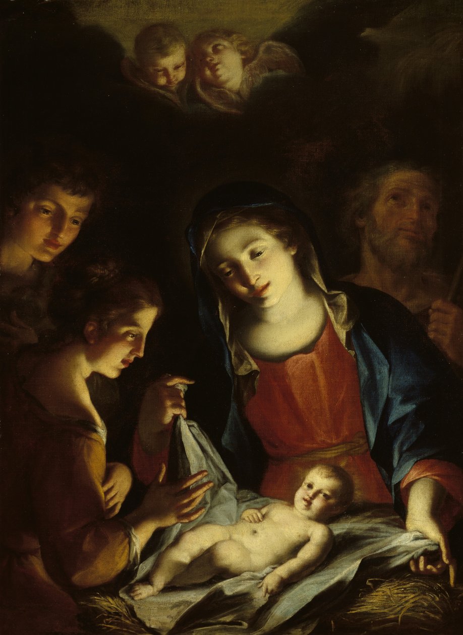 Madonna jumaloi vauva-Kristusta (öljy kankaalle) tekijältä Pietro Antonio Rotari