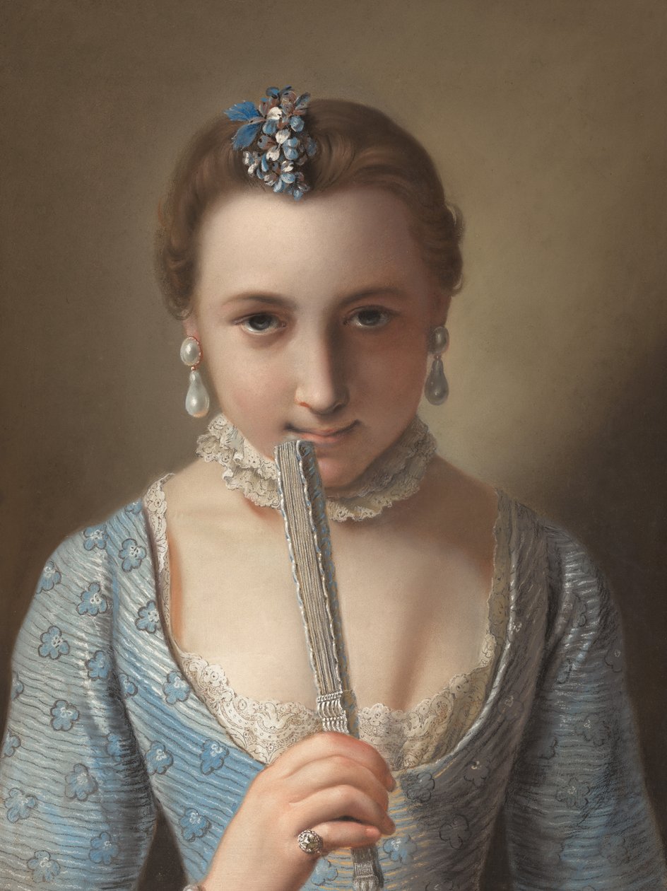 Nuori nainen tuulettimen kanssa tekijältä Pietro Antonio Rotari