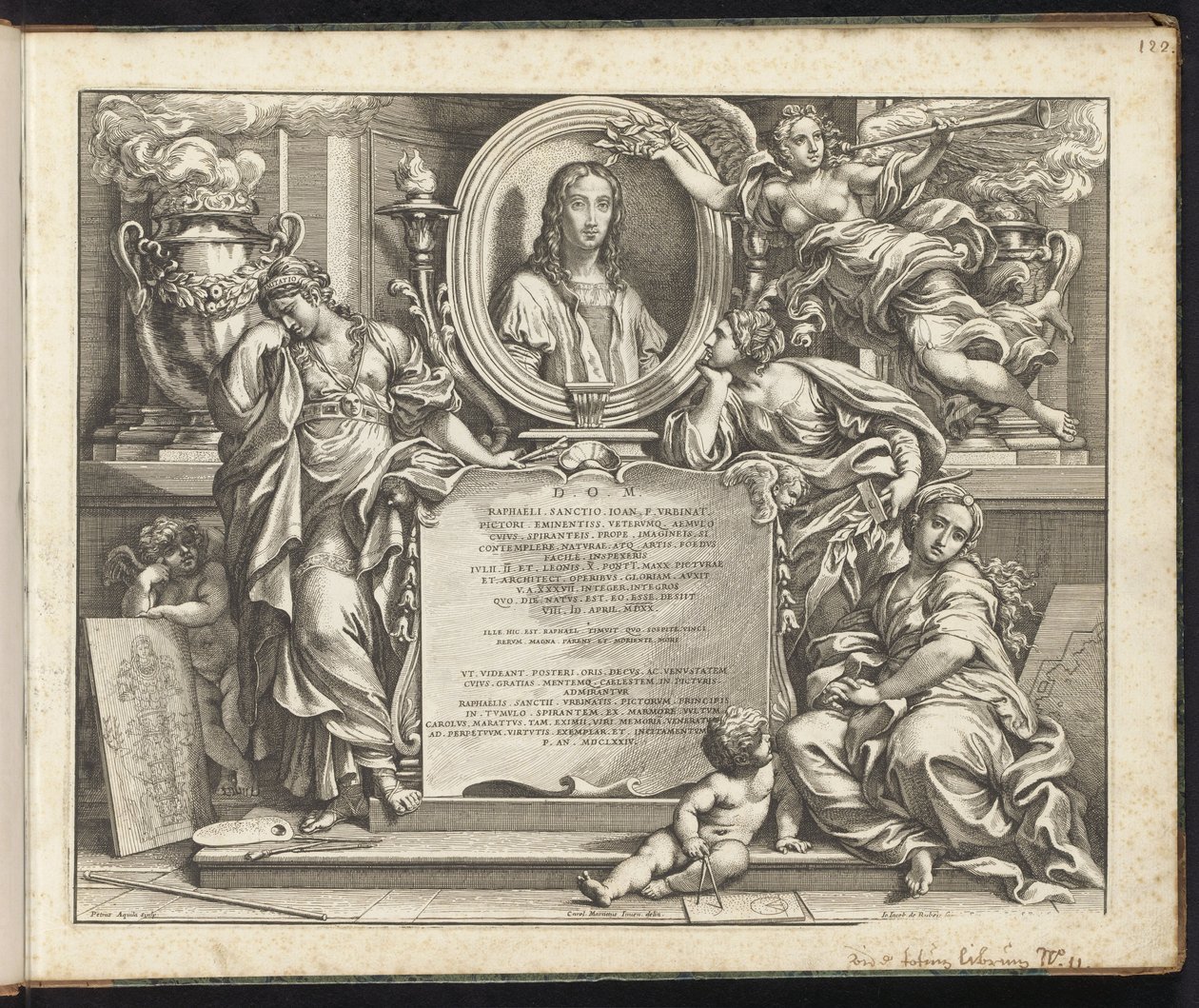 Rafaelin muotokuva Raphael Bible (sarjan nimi) Imagines Veteris ac Novi Testamenti (sarjan nimi) tekijältä Pietro Aquila