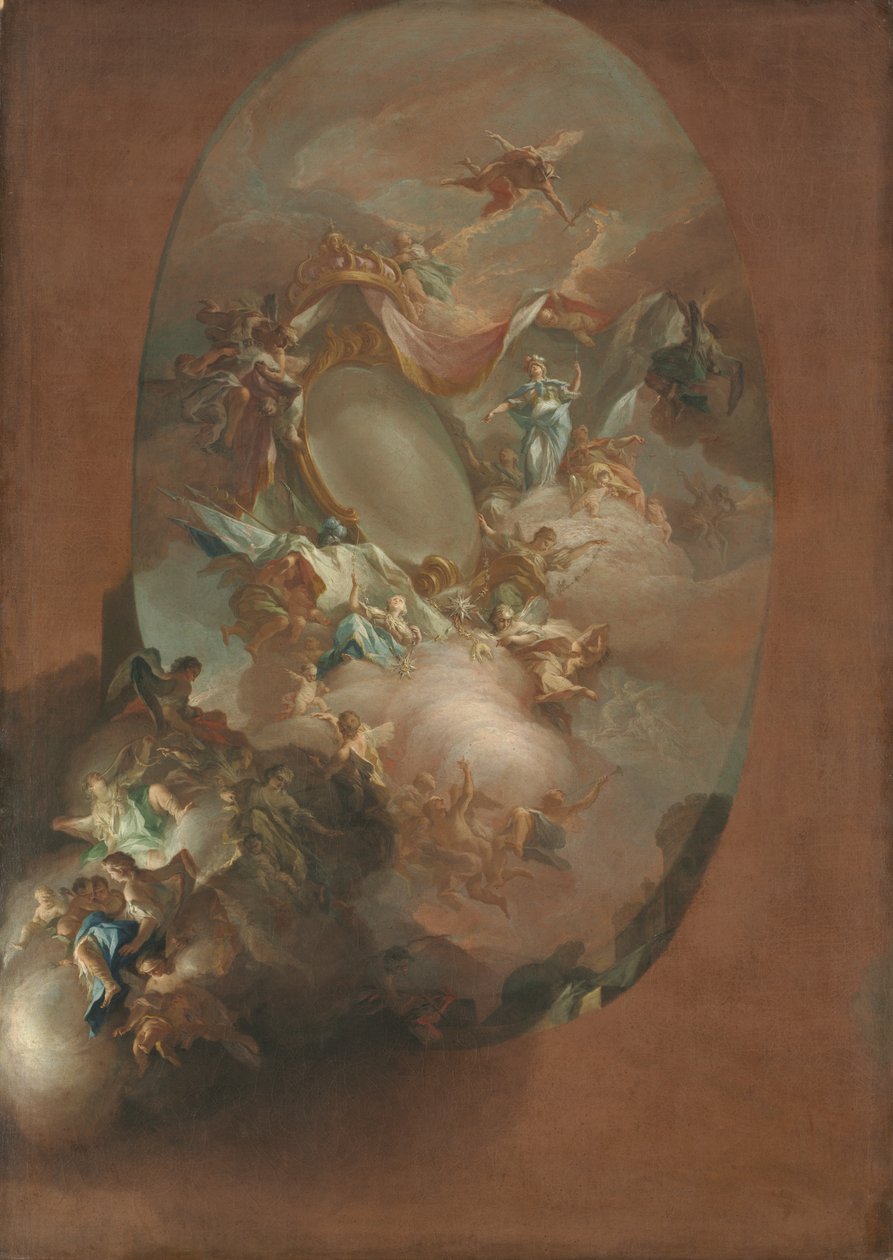 Tutkimus "Ferdinand IV:n ja Maria Carolinan, Napolin kuninkaan ja kuningattaren apoteoosista" (Palazzo dei Regi Studille, Napoli) tekijältä Pietro Bardellino
