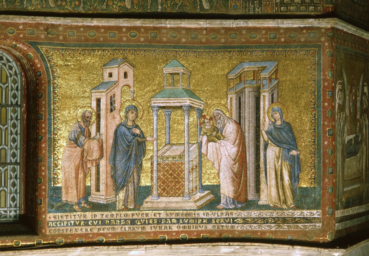Esitys temppelille (mosaiikki) tekijältä Pietro Cavallini