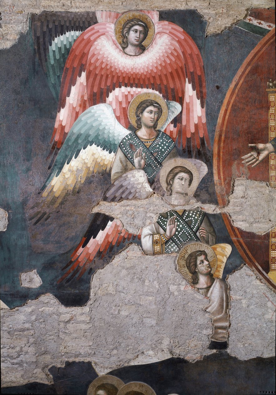 Viimeinen tuomio, yksityiskohta enkeleistä - Fresco tekijältä Pietro Cavallini