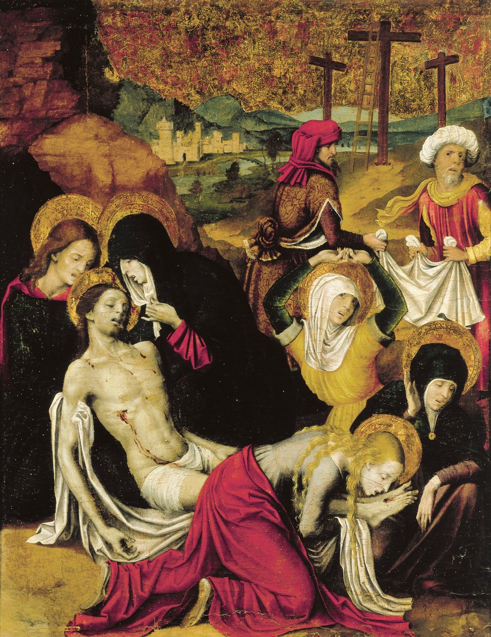 Pietro Cavaro (toimii 1508-1538) Kristuksen laskeuma eli Pieta Tangerista, tempera paneelissa tekijältä Pietro Cavaro