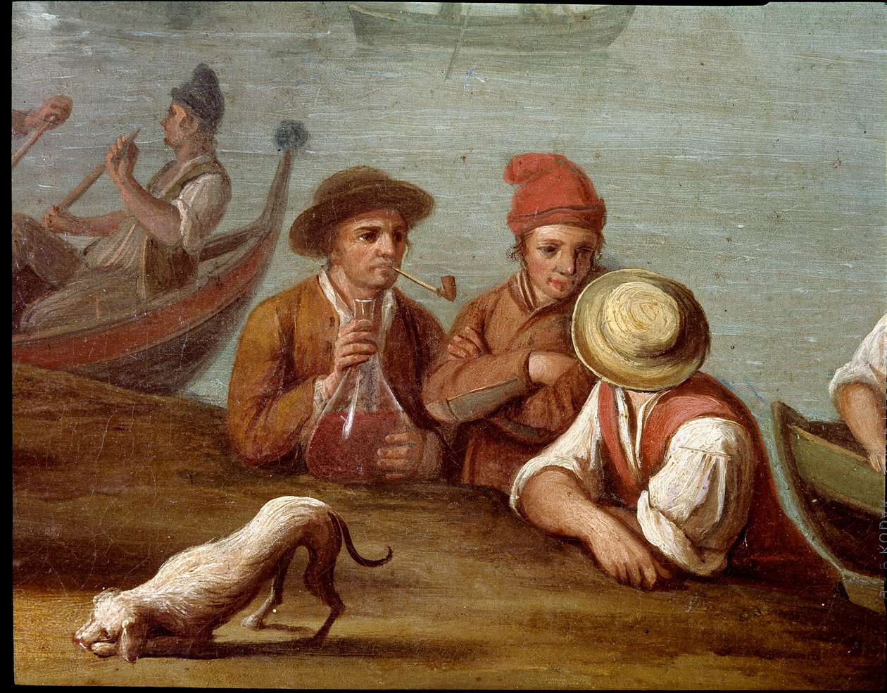 Juhlakohtaus Posillipossa (Pausilippe) Napoli Yksityiskohta kalastajista - Juhla Posillipossa - Yksityiskohta kalastajista - Pietro Fabrisin maalaus 1700-luvun Museo Nazionale di San Martino Napoli tekijältä Pietro Fabris