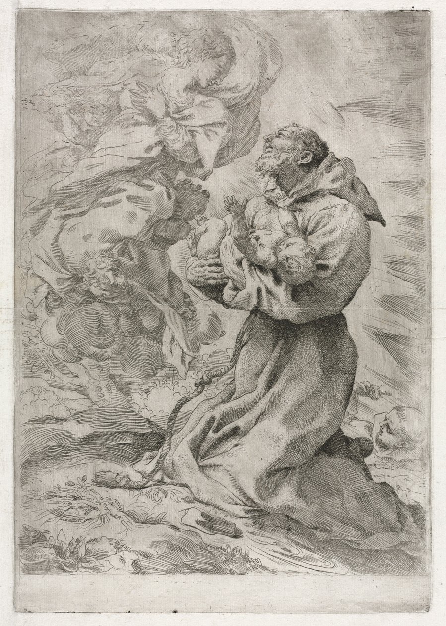 Pyhän Franciscus Assisilaisen näky, 1590. tekijältä Pietro Faccini