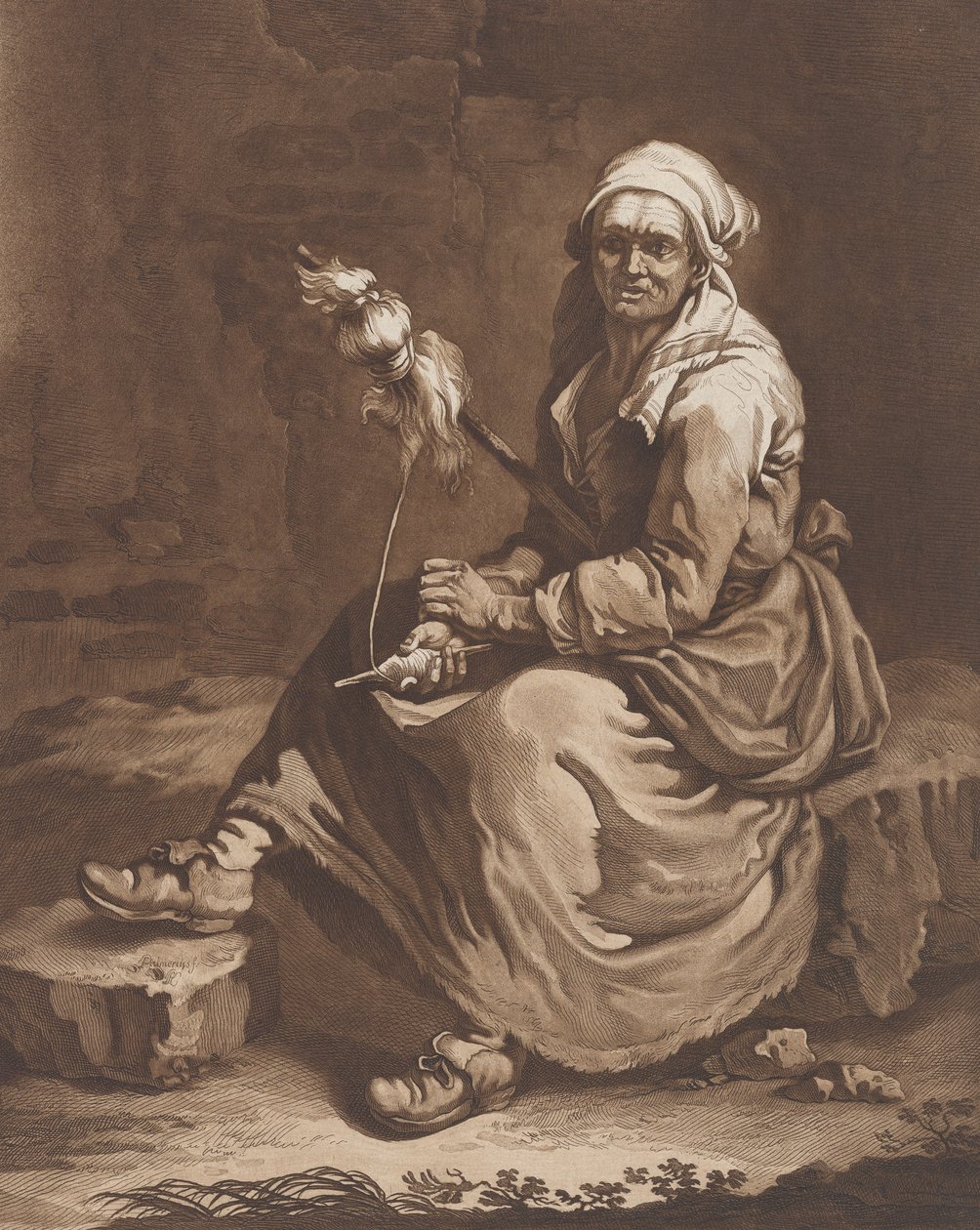 Vanha työssäkäyvä nainen, n. 1757-1804. tekijältä Pietro Jacopo Palmieri