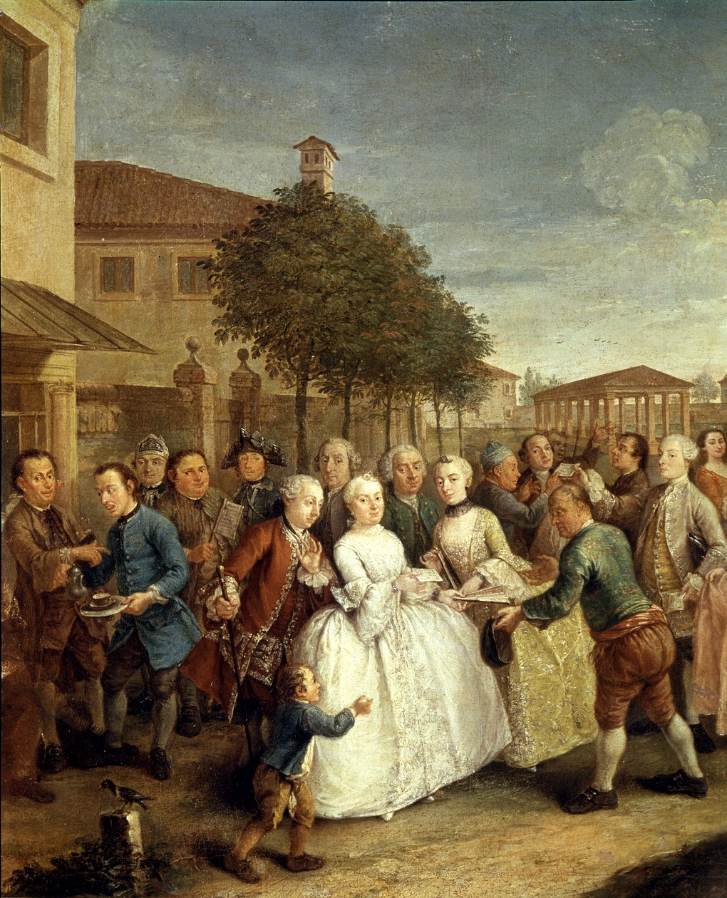 Juhlat Villa Widmannissa, n. 1750 (öljy kankaalle) tekijältä Pietro Longhi