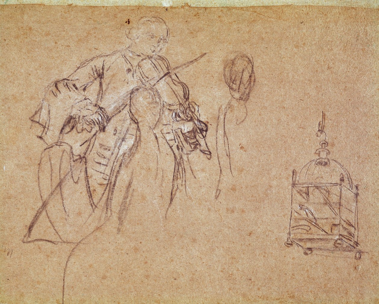 Viulisti (viulisti) Piirustus Pietro Longhi (1702-1785) Venetsia, Musee Correr tekijältä Pietro Longhi