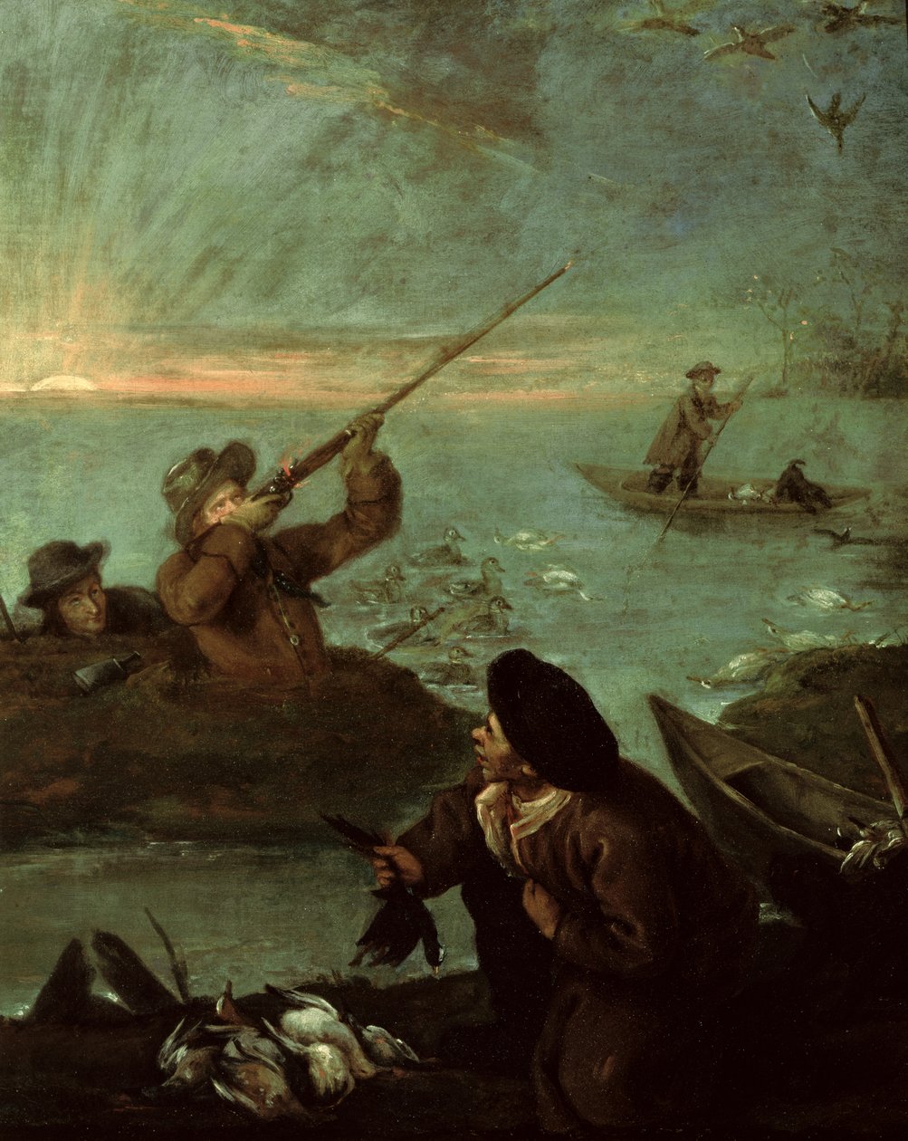 Metsästäjät ampuvat ankkoja kohti tekijältä Pietro Longhi