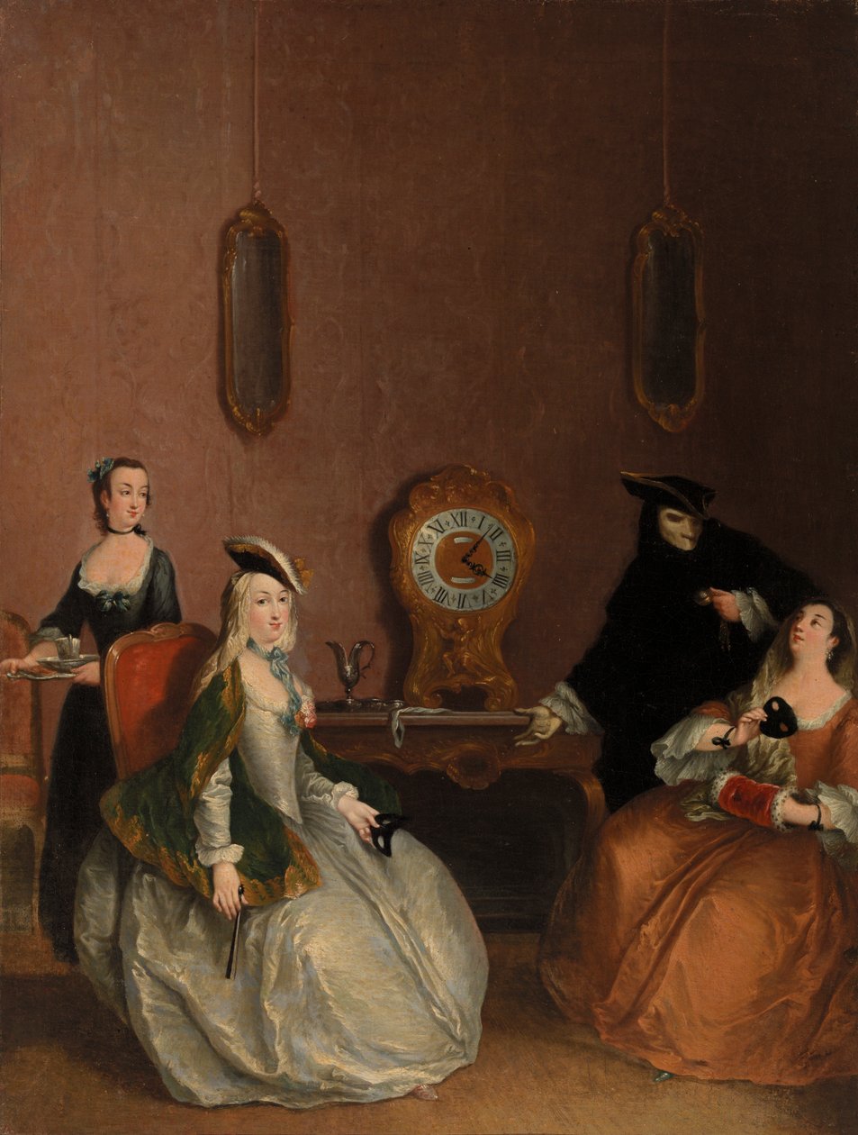 Sisäkohtaus - Naamioituneet juhlat tekijältä Pietro Longhi