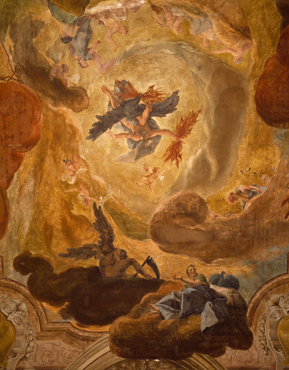 Italia, Venetsia, Suuret portaat Palazzo Sagredossa, jättiläisten syksy, Pietro Longhin fresko tekijältä Pietro Longhi