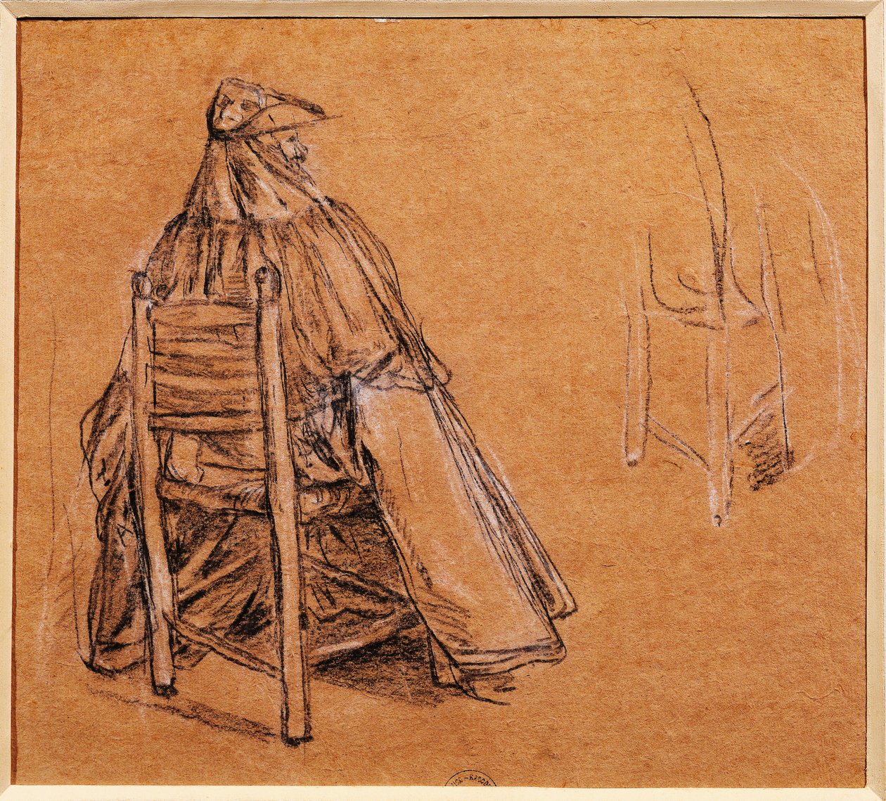 Italia, Venetsia, Naamioitu herrasmies (Gentiluomo con bautta), Pietro Longhi (1702-1785), piirustus tekijältä Pietro Longhi