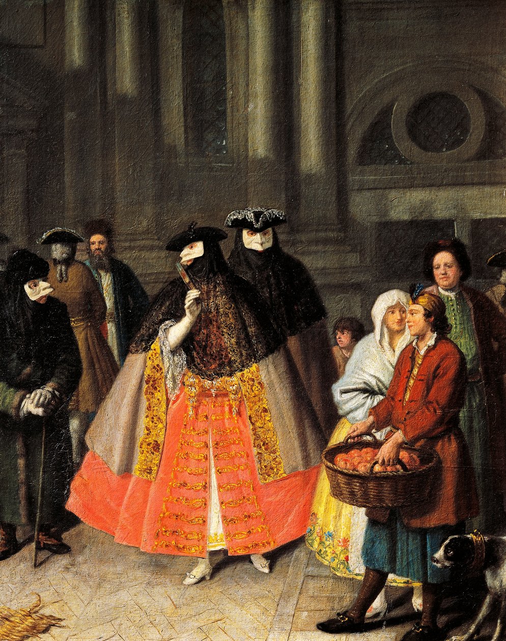 Pietro Longhin (1701-1785) keskusteluja Bauten maskien välillä tekijältä Pietro Longhi