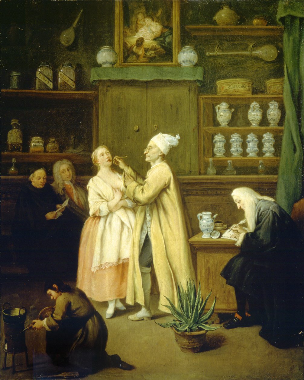 The Apothecary, n. 1752 (öljy kankaalle) tekijältä Pietro Longhi