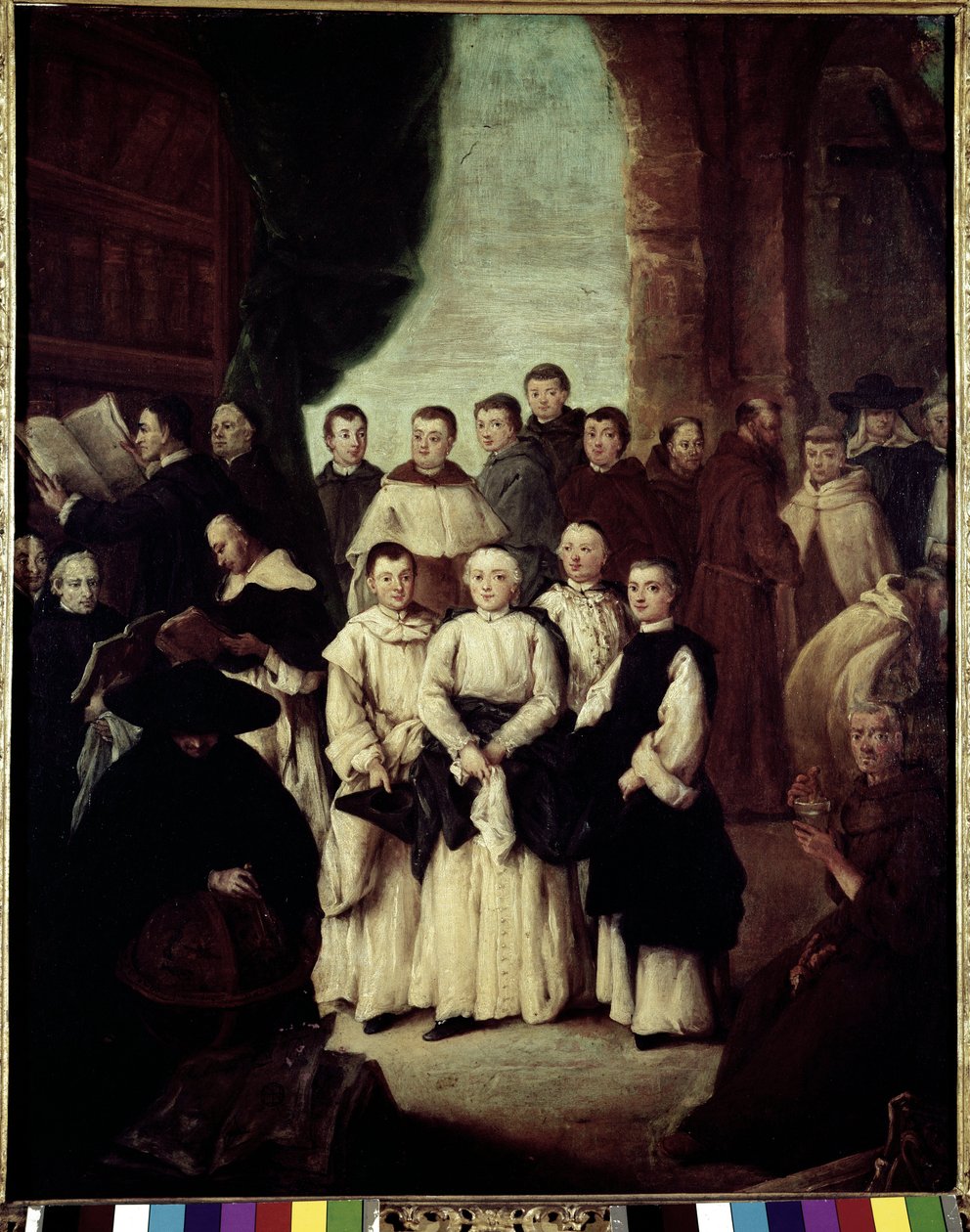 Venetsian veljeskunta (La frateria di Venezia) - Pietro Longhin (1702-1785) maalaus, öljy kankaalle, 61x49 cm tekijältä Pietro Longhi