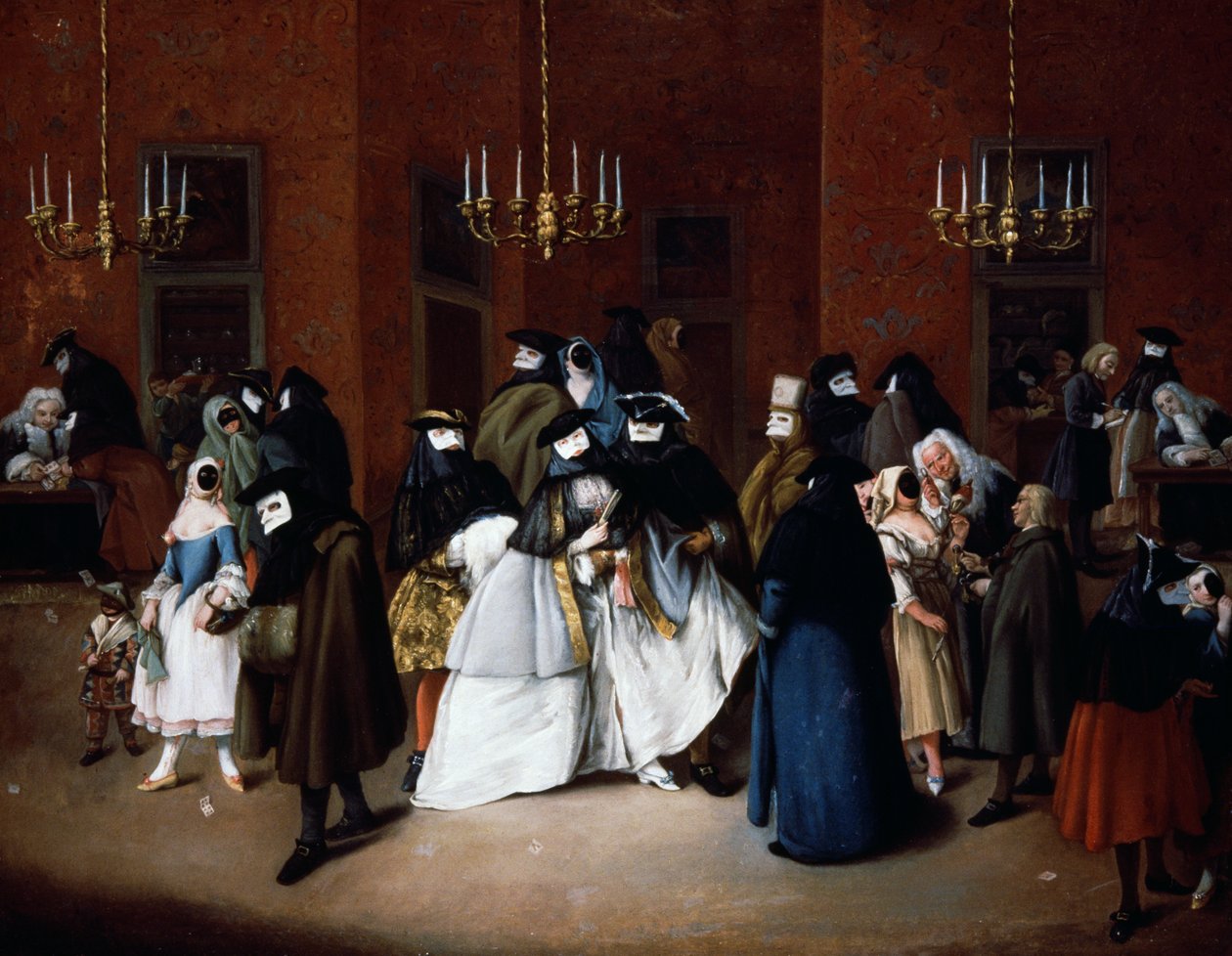 Venetsian Ridotto, n. 1750 (öljy kankaalle) tekijältä Pietro Longhi