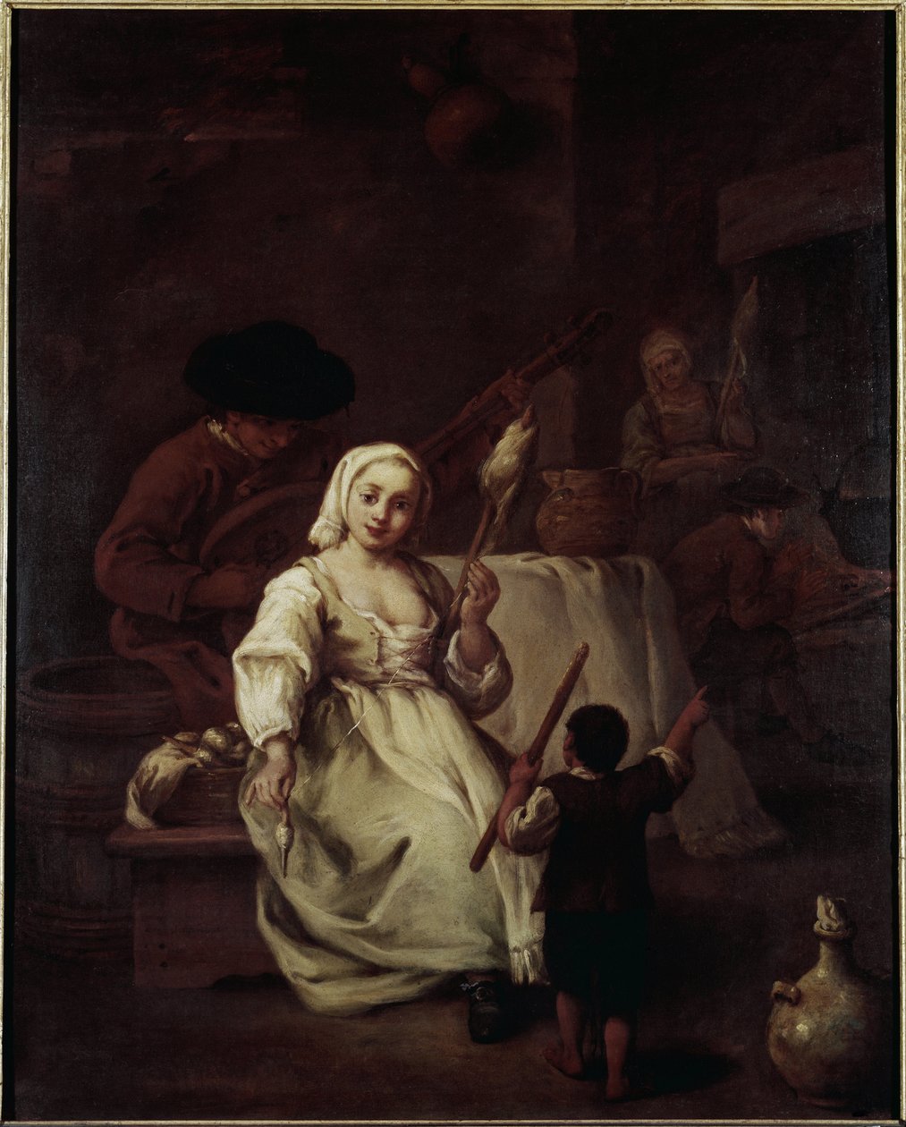 Spinner - Pietro Longhin (1702-1785) maalaus, öljy kankaalle, 69x49 cm, noin 1750. Venetsia, Querini Stampalia Foundation tekijältä Pietro Longhi