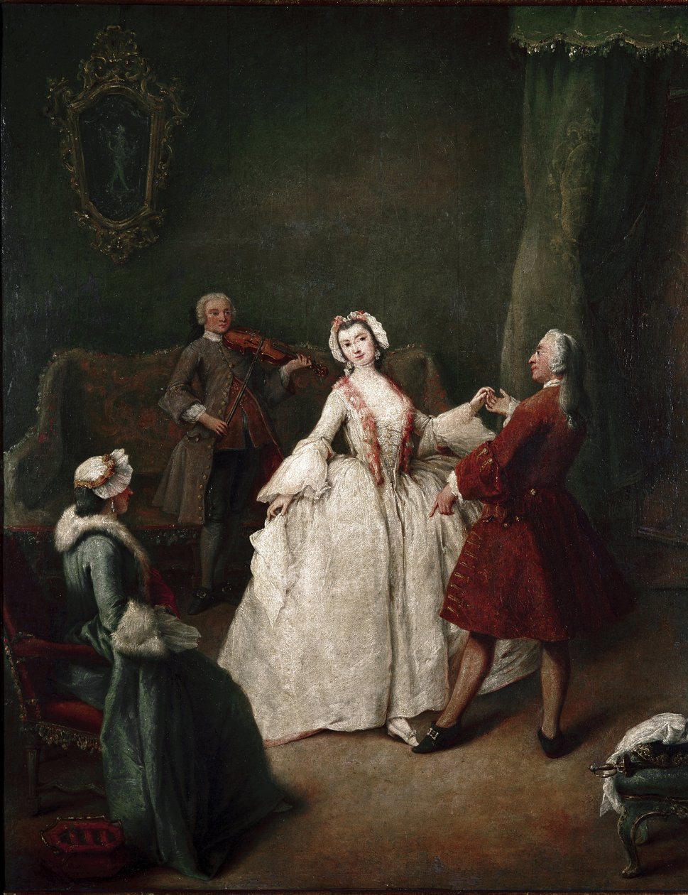 Tanssitunti (öljy kankaalle, n. 1741) tekijältä Pietro Longhi