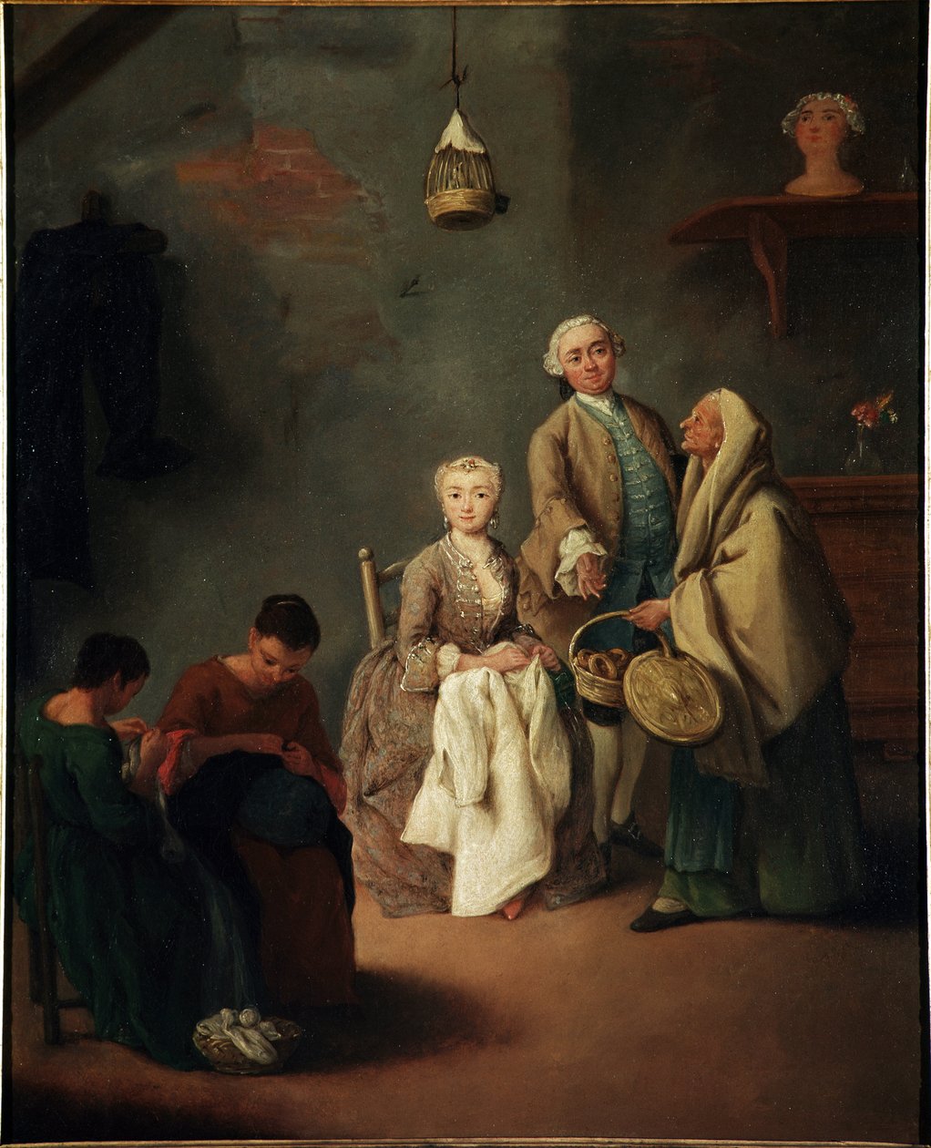 Työkoulu Pietro Longhin (1702-1785) maalaus 1752 Koko 62x50 cm Venetsia, Ca 