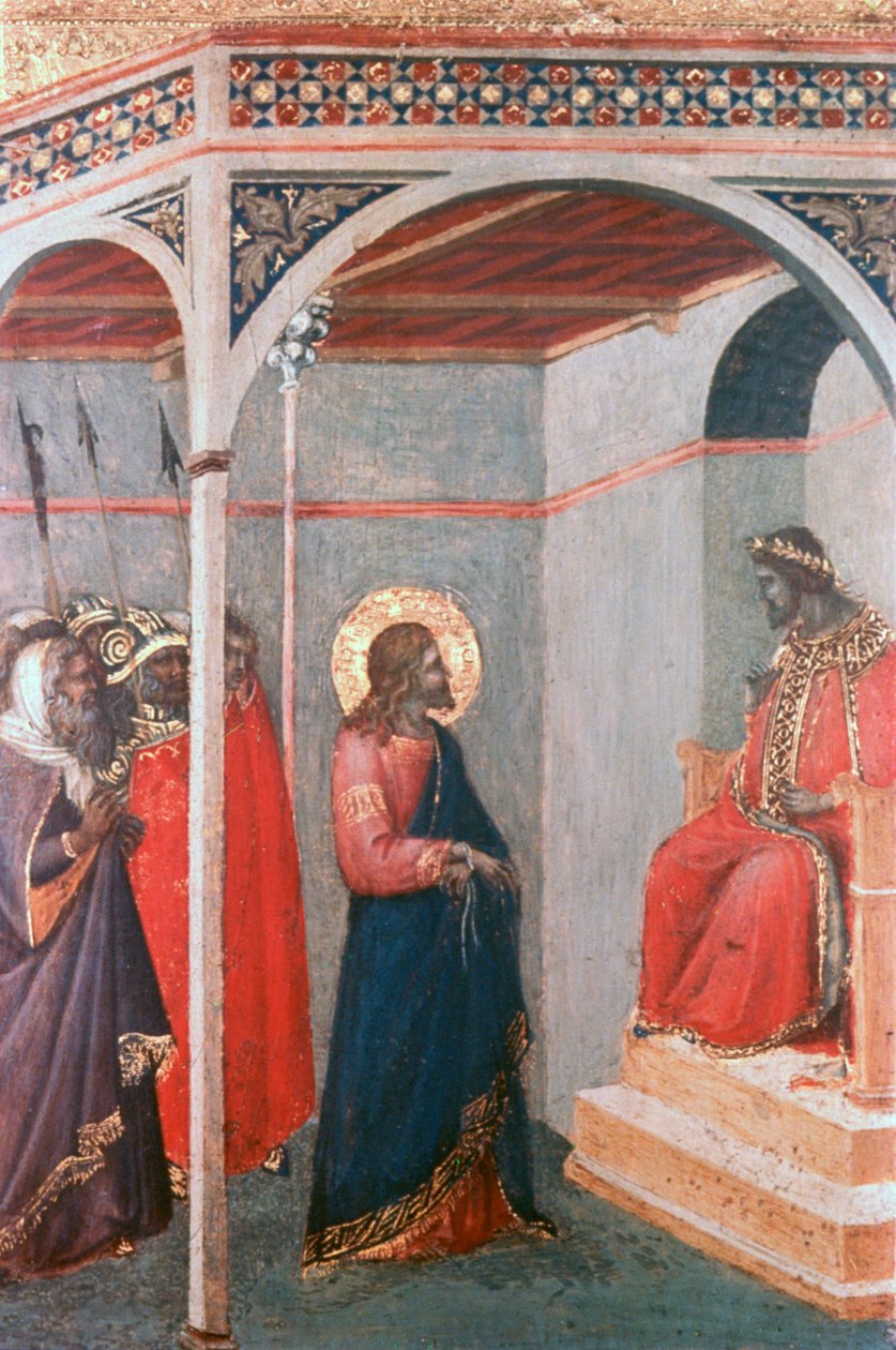 Kristus Pilatuksen edessä, n. 1306-1348 tekijältä Pietro Lorenzetti
