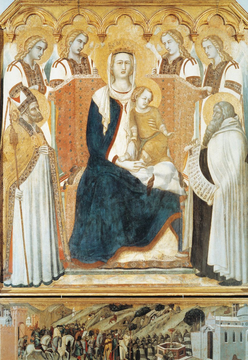 Italia, Siena, Madonna enkelien ja pyhimysten kanssa tekijältä Pietro Lorenzetti