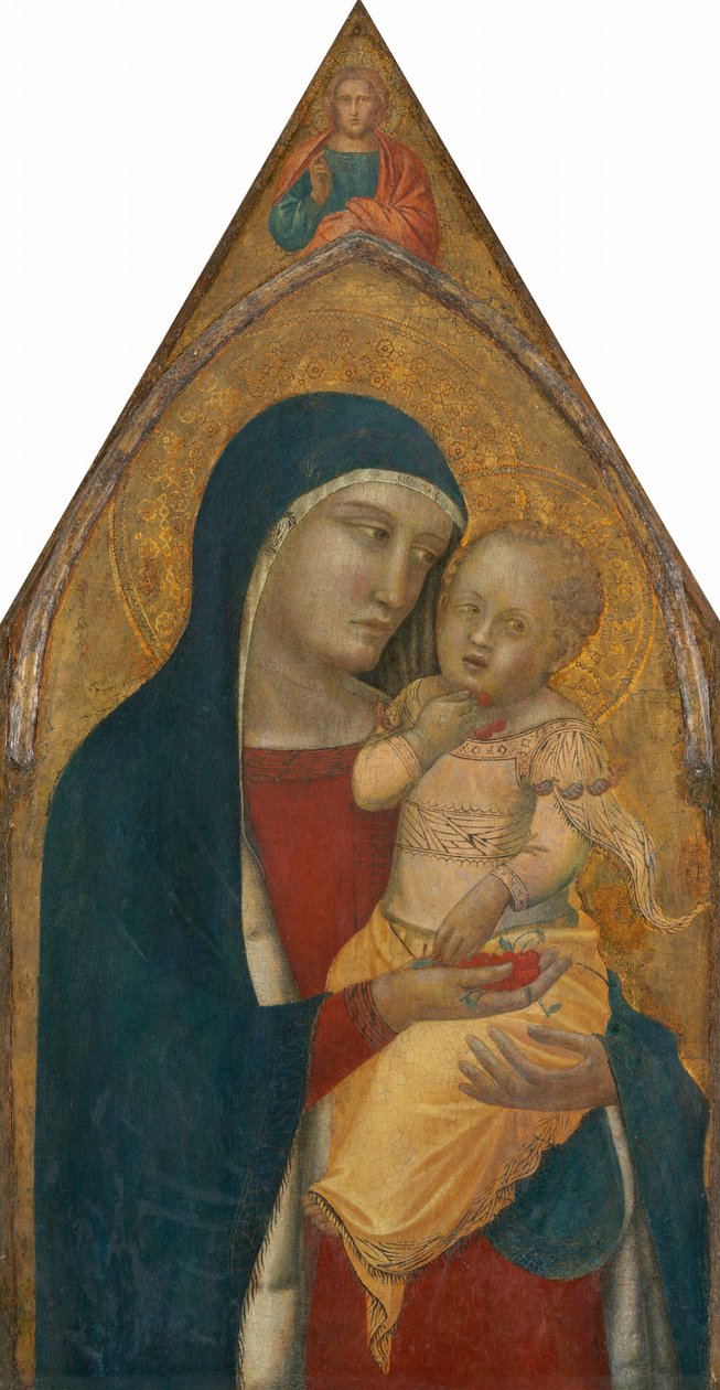 Madonna ja lapsi, siunauksen Kristuksen kanssa [keskipaneeli] tekijältä Pietro Lorenzetti