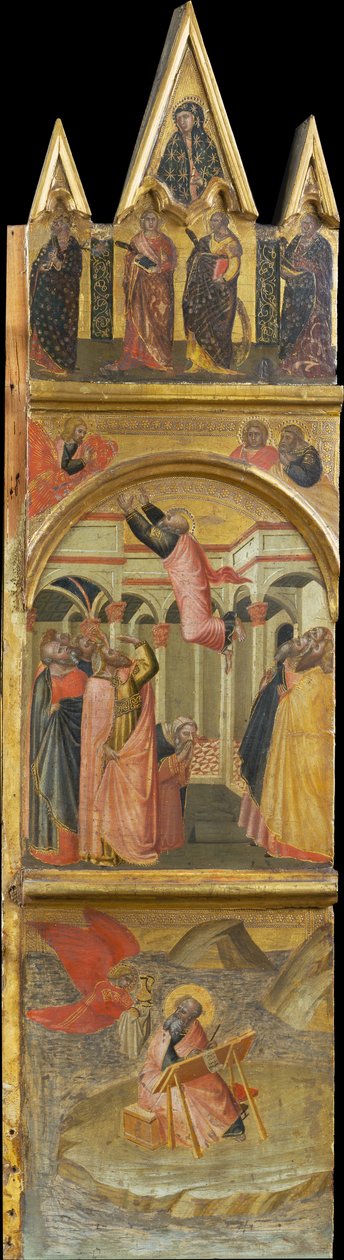 Der heilige Johannes der Evangelist auf Patmos, seine Himmelfahrt tekijältä Pietro Lorenzetti