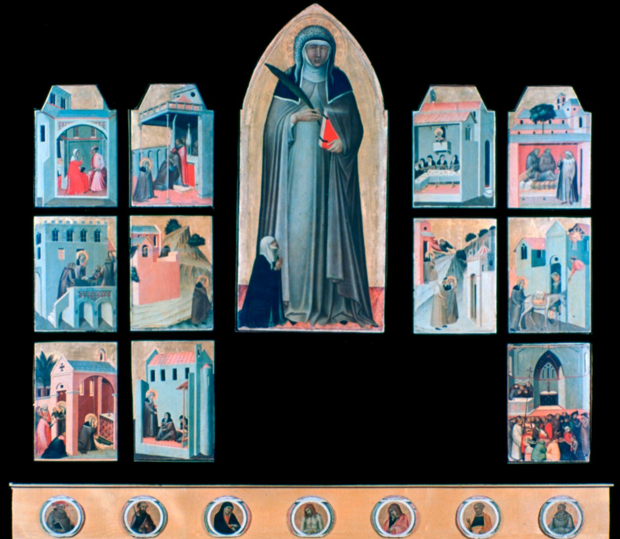 Siunattu nöyryys ja yksitoista tarinaa hänen elämästään, c1306-1348 tekijältä Pietro Lorenzetti