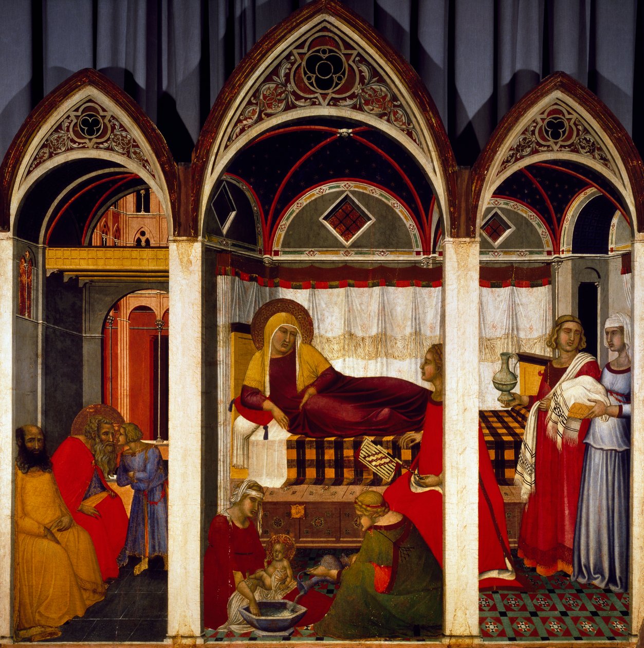 Neitsyen syntymän triptyykki tekijältä Pietro Lorenzetti